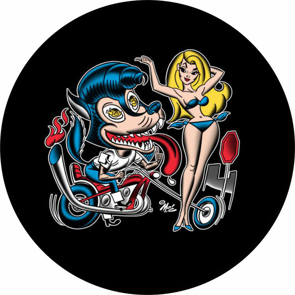 Biker Going My Way Wolf & Babe Spare Tire Cover-Custom made to your exact tire size