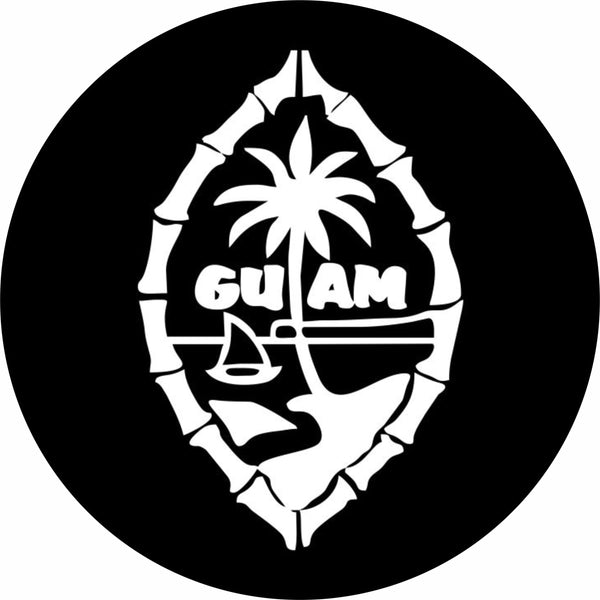 Guam black & white Color Spare Tire Cover-Custom made to your exact tire size