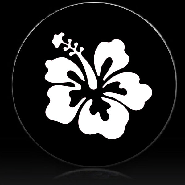 Hibiscus flower white spare tire cover