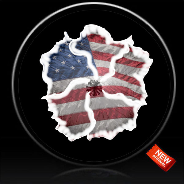 Hibiscus American Flag spare tire cover