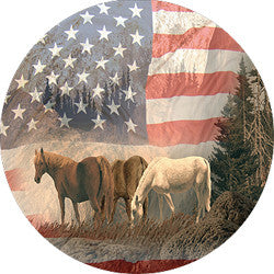 Horses US Flag Mountain Spare Tire Cover-custom made for your exact tire size