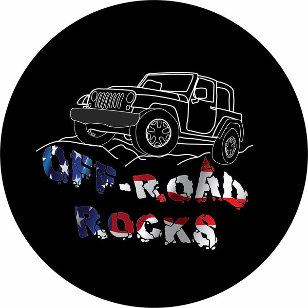 Off Road Rocks US Flag Spare Tire Cover-Custom made to your exact tire size