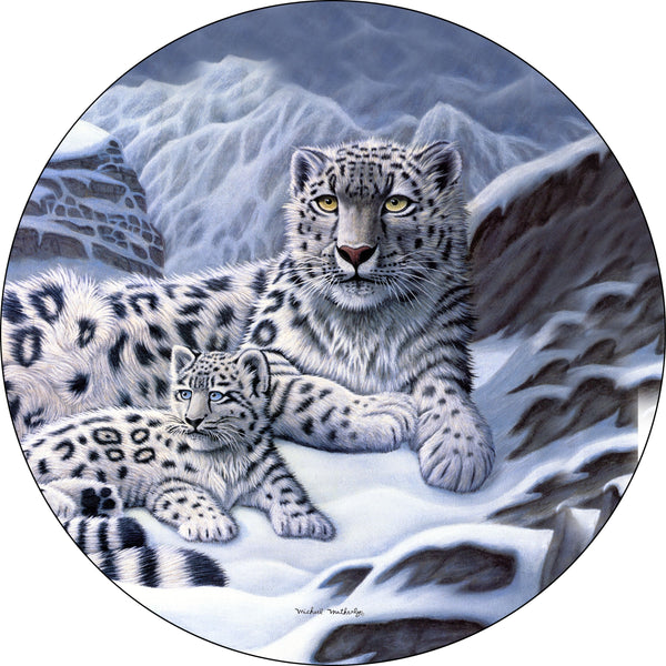 Leopard Snow & Cubs Spare Tire Cover Michael Matherly©-Custom made to your exact tire size