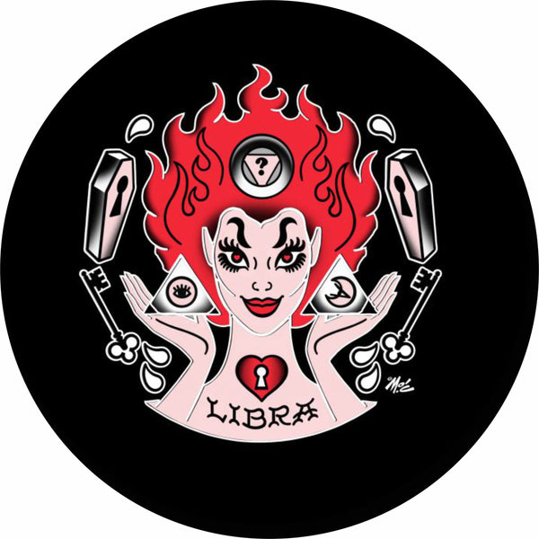 Libra Zodiac Sign Lady Tattoo Spare Tire Cover-Custom made to your exact tire size