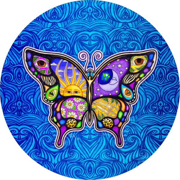 Butterfly Night & Day BLUE Spare Tire Cover Dan Morris©-Custom made to your exact tire size