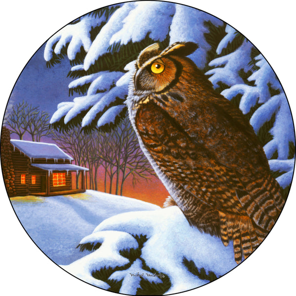 Owl Winter Scene Spare Tire Cover Michael Matherly©-Custom made to your exact tire size