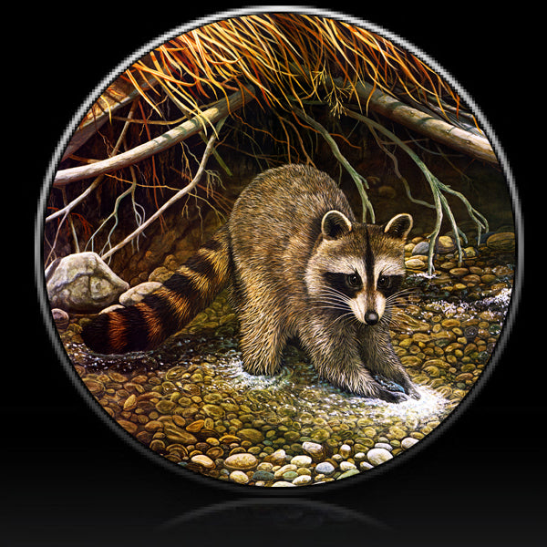 Racoon in creek spare tire cover