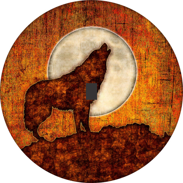 Wolf in Rust Red Spare Tire Cover Dan Morris©-Custom made to your exact tire size