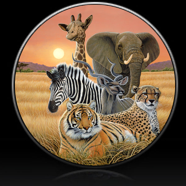 Elephant, tiger, giratte, cheetah, gazelle spare tire cover