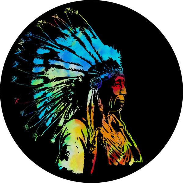 Tie Dye Indian Chief Spare Tire Cover Charron©-Custom made to your exact tire size