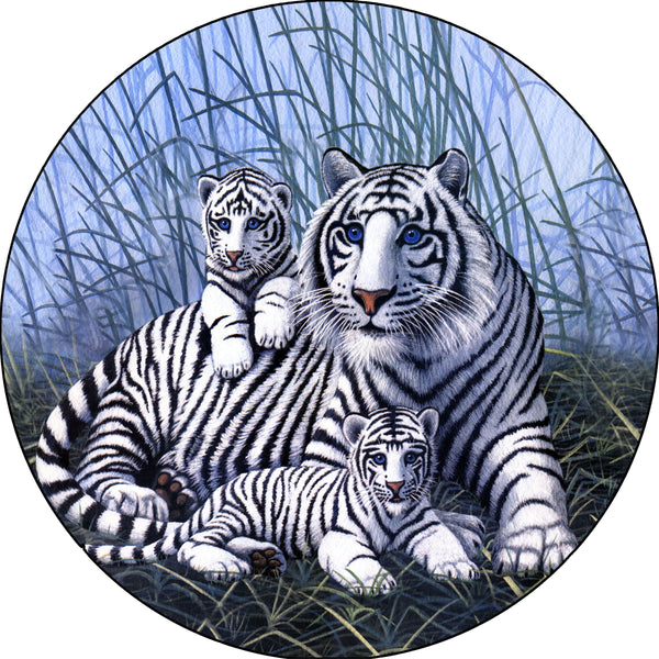 White Tiger Cub Enchantment Spare Tire Cover-Custom made to your exact tire size
