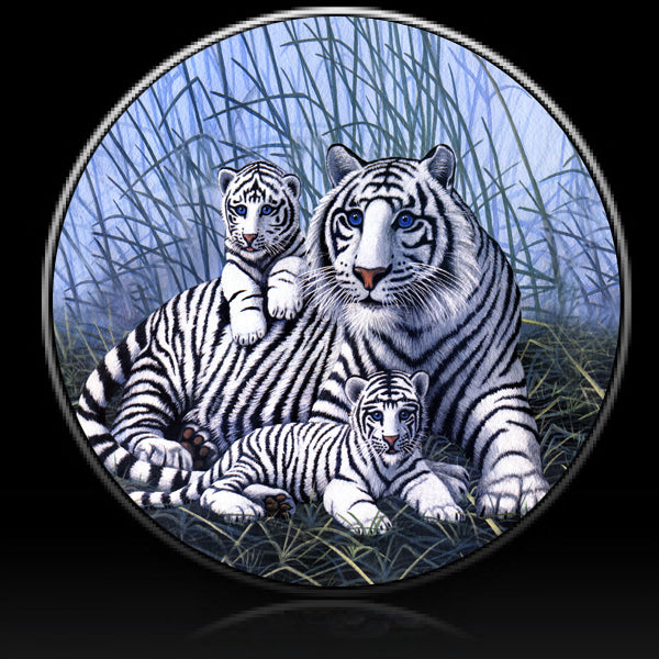 White Tiger Cub Enchantment Spare Tire Cover-Custom made to your exact tire size