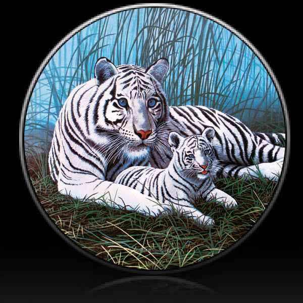 White tiger with cub spare tire cover