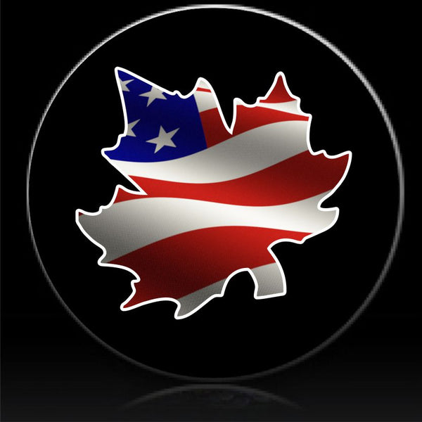 American flag inside Canadian leaf spare tire cover