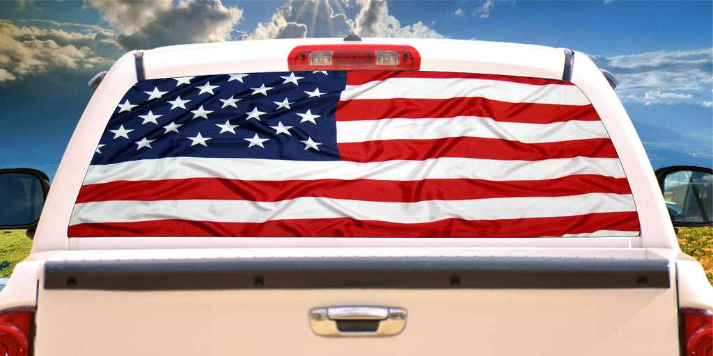 US American Flag window mural decal