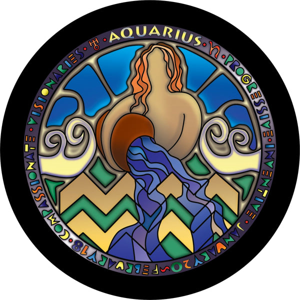 Aquarius Zodiac Sign Spare Tire Cover Kathleen Kemmerling©-Custom made to your exact tire size