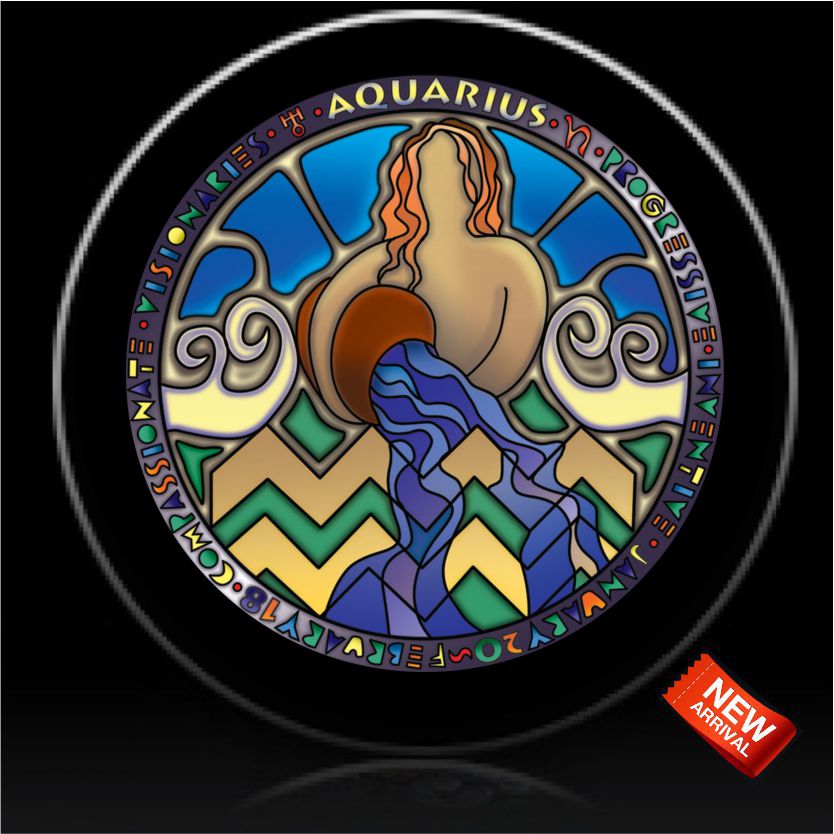 Aquarius zodiac sign spare tire cover