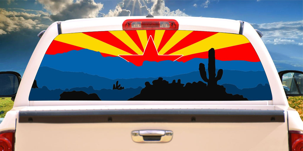 Arizona flag desert window mural decal