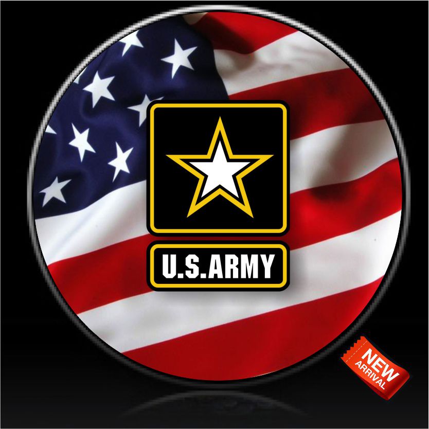 Army star with American flag spare tire cover