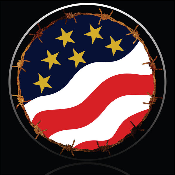 barb wire flag spare tire cover