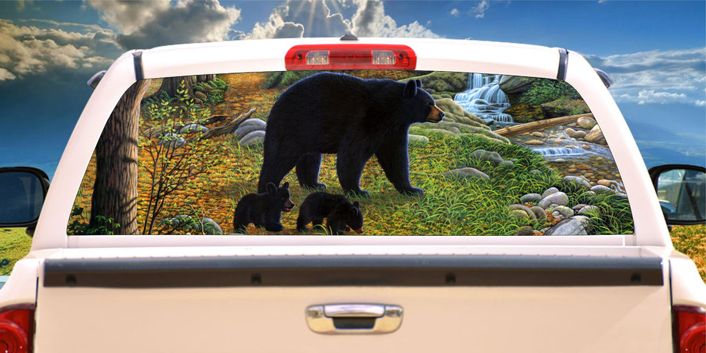 bear and cubs window mural decal