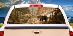 Bear on Mountain Mural Decal for window 50/50 Perforated Material