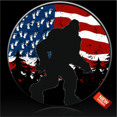 Sasquatch Bigfoot US Flag Spare Tire Cover-Custom made to your exact tire size
