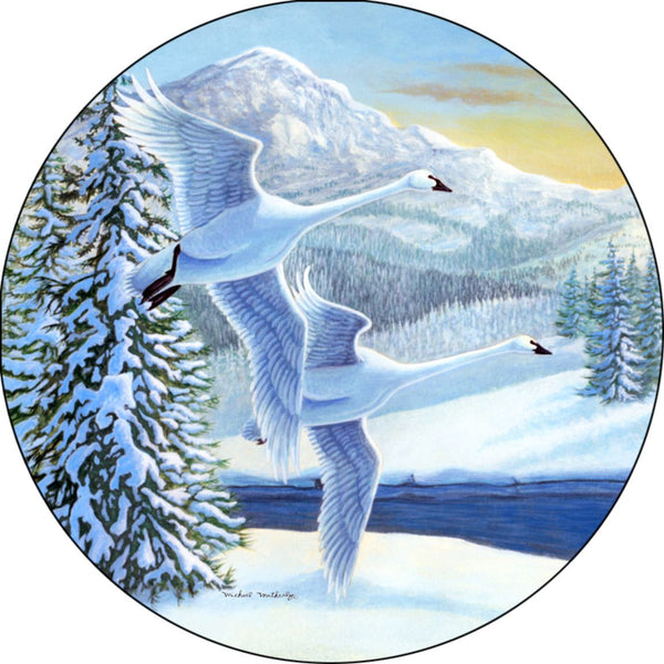 Geese A Snowy Flight Spare Tire Cover Michael Matherly©-Custom made to your exact tire size