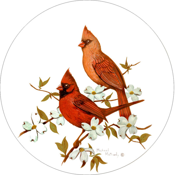Bird Spring Cardinals Spare Tire Cover Michael Matherly©-Custom made to your exact tire size