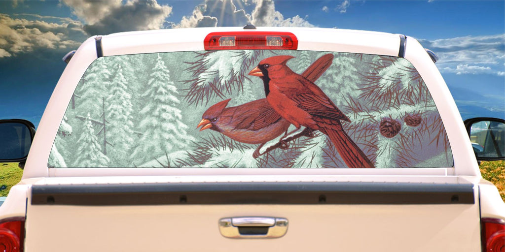 Bird winter cardinal window mural decal