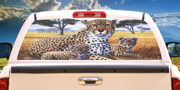Cheetah & cubs window mural decal