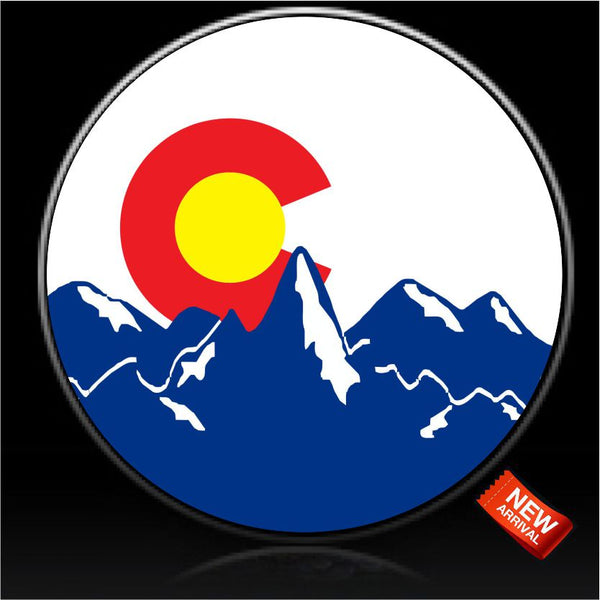 Colorado flag mountain spare tire cover
