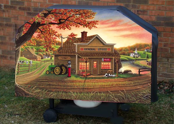 Country General Store BBQ Grill Cover Custom Made For Any Size Grill