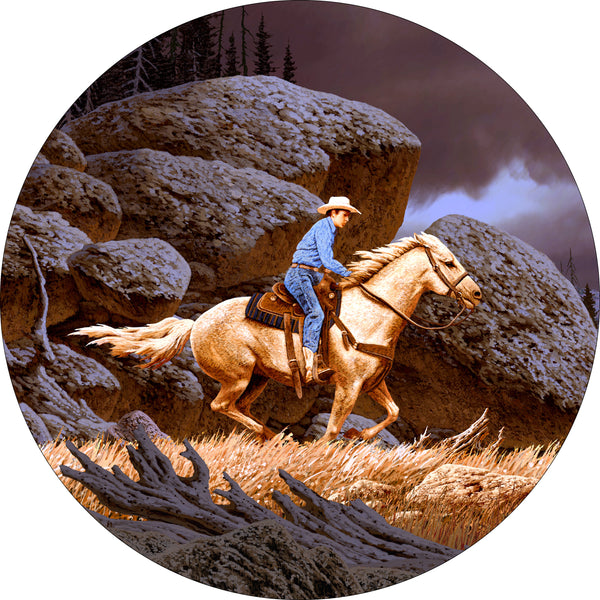 Horse and Cowboy Spare Tire Cover-Custom made to your exact tire size
