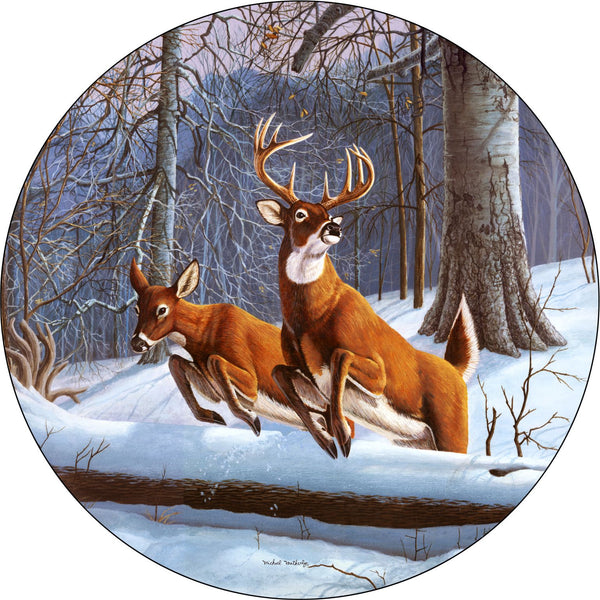 Deer Winter Whitetail Spare Tire Cover Michael Matherly©-Custom made to your exact tire size