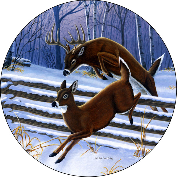 Deer On the run Spare Tire Cover Michael Matherly©-Custom made to your exact tire size