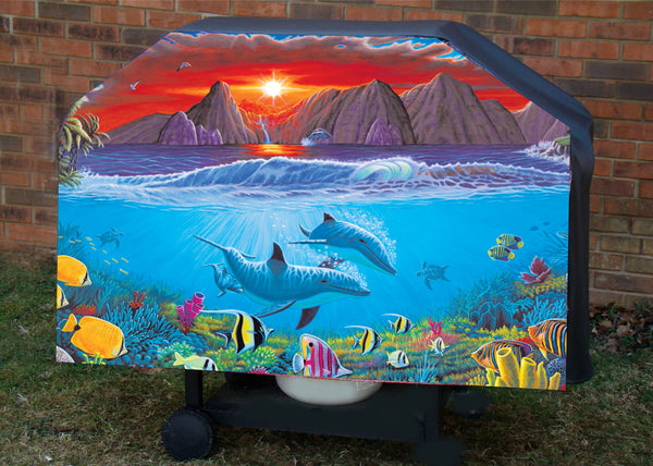 Dolphin Friends of the Sea BBQ Grill Cover Custom Made For Any Size Grill