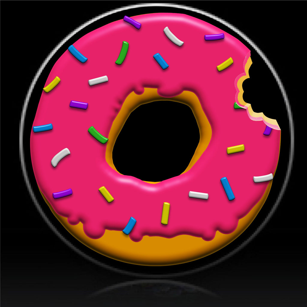 Pink donut with bite spare tire cover