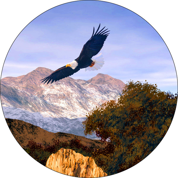 Eagle Soaring in the Mountains Flag Spare Tire Cover-Custom made to your exact tire size