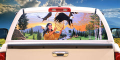 Eagles Indian Dream catcher mountains Mural Decal for window 50/50 Perforated Material