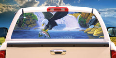 Eagle Trout Fishing in Lake Mural Decal for window 50/50 Perforated Material