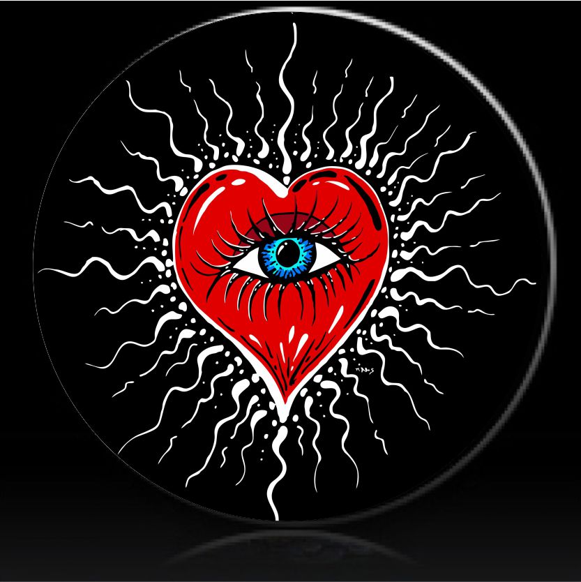 Eye heart spare tire cover