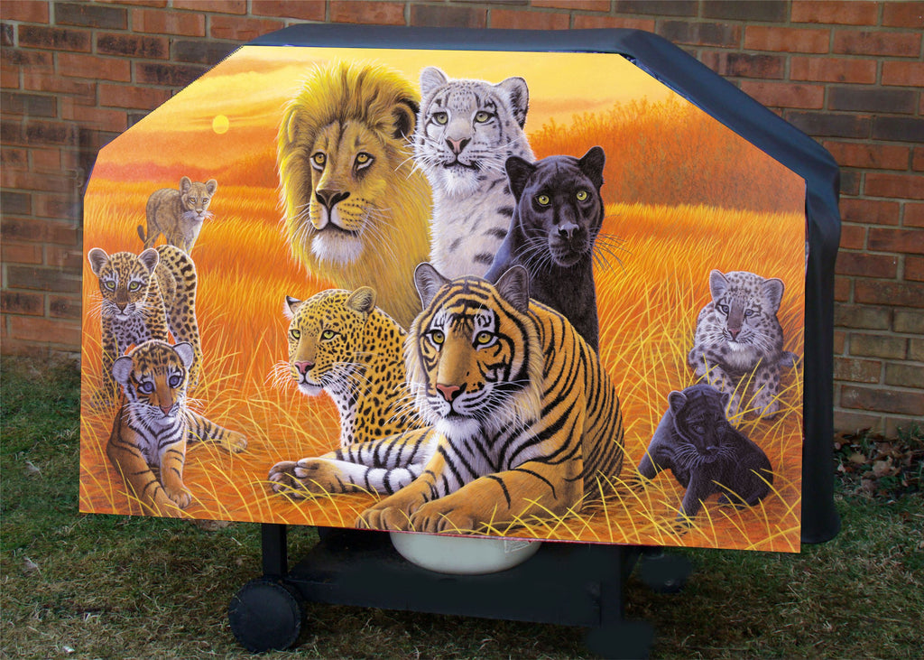 lion, leopard, jaguar, tiger, cubs bbq grill cover