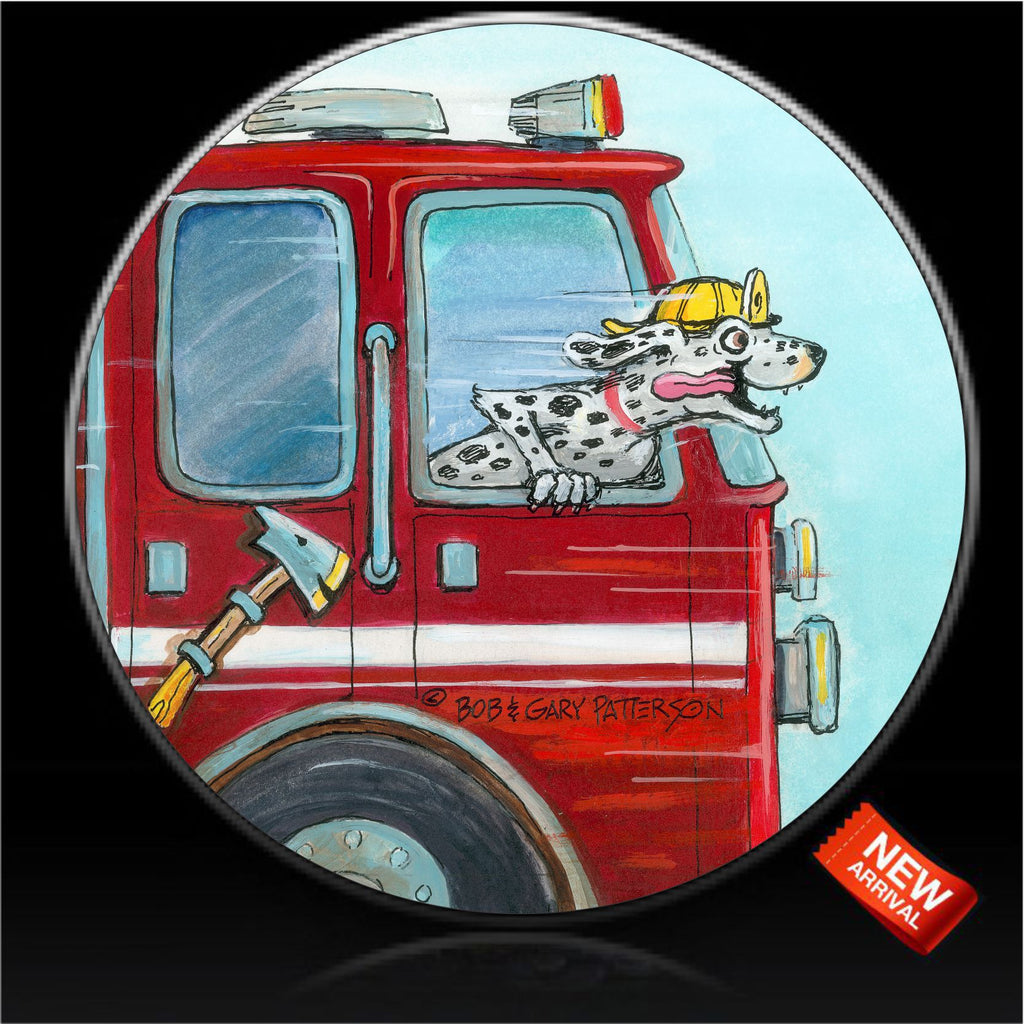 Fire truck Dalmatian dog spare tire cover