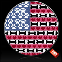 Dog Paws Love Bones American Flag Spare Tire Cover-Custom made to your exact tire size