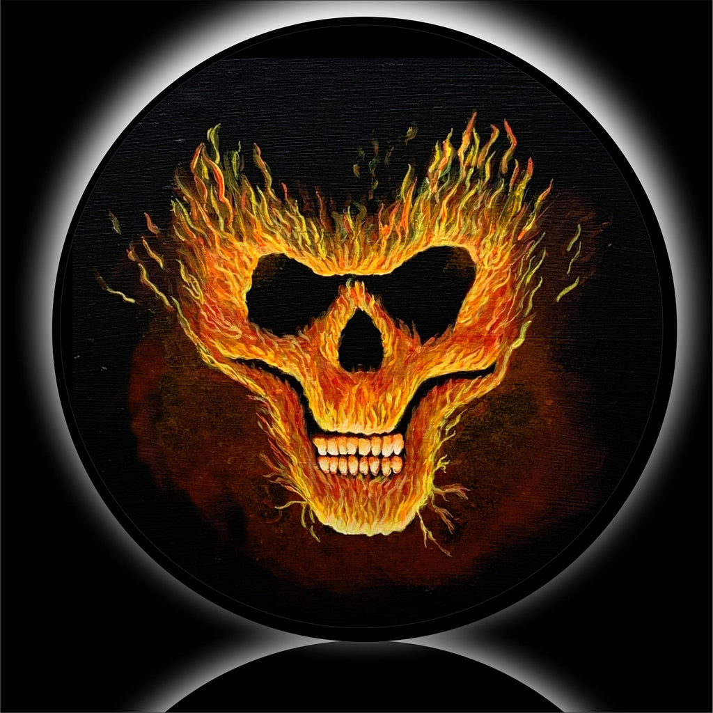 Flaming skull spare tire cover