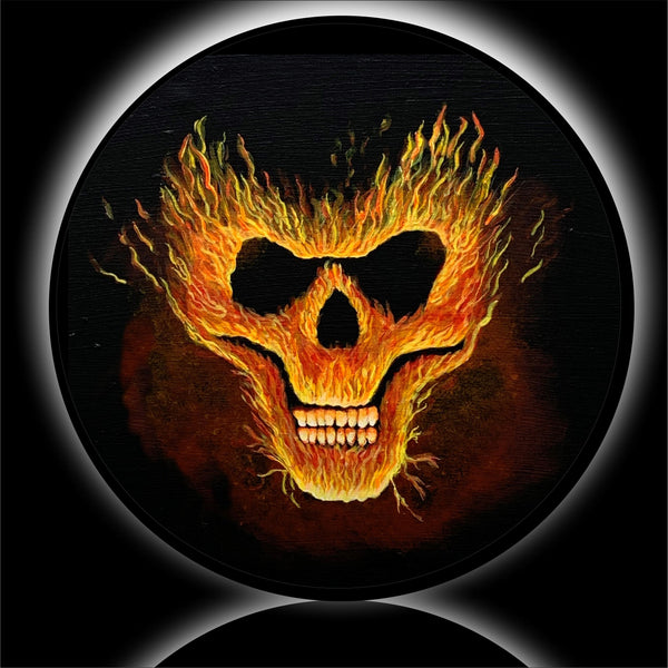 Flaming skull spare tire cover