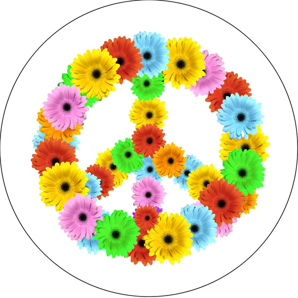 Flower Peace Sign Spare Tire Cover-Custom made to your exact tire size