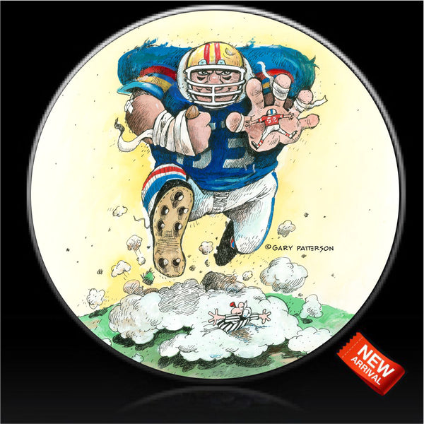 Football Player up the middle spare tire cover