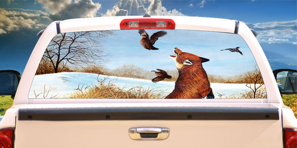 Fox quail hunt window mural decal
